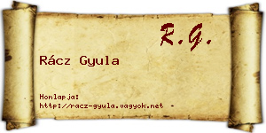 Rácz Gyula névjegykártya