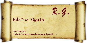 Rácz Gyula névjegykártya